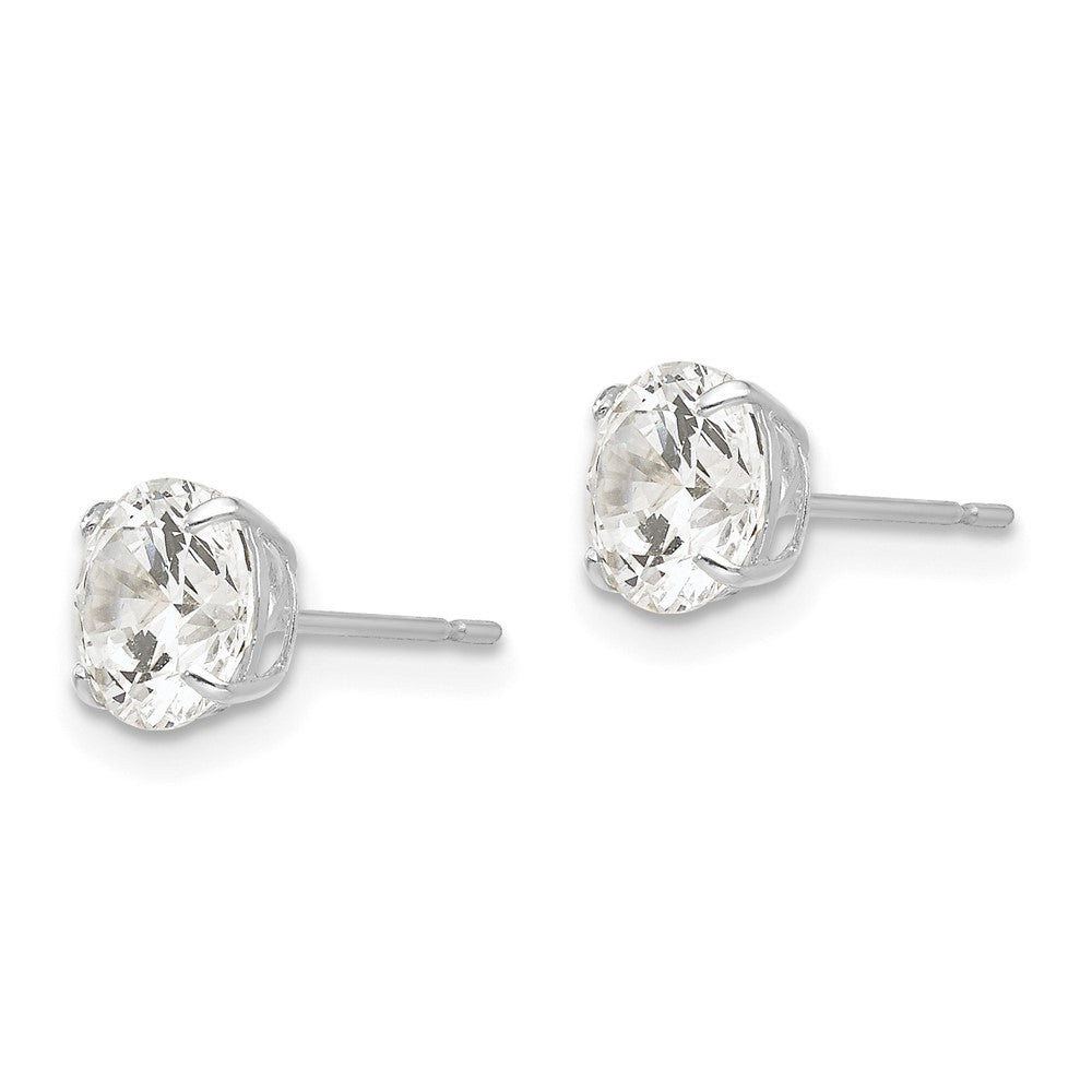 14k White Gold 6 mm Round CZ Post Earrings (0.89 grams)