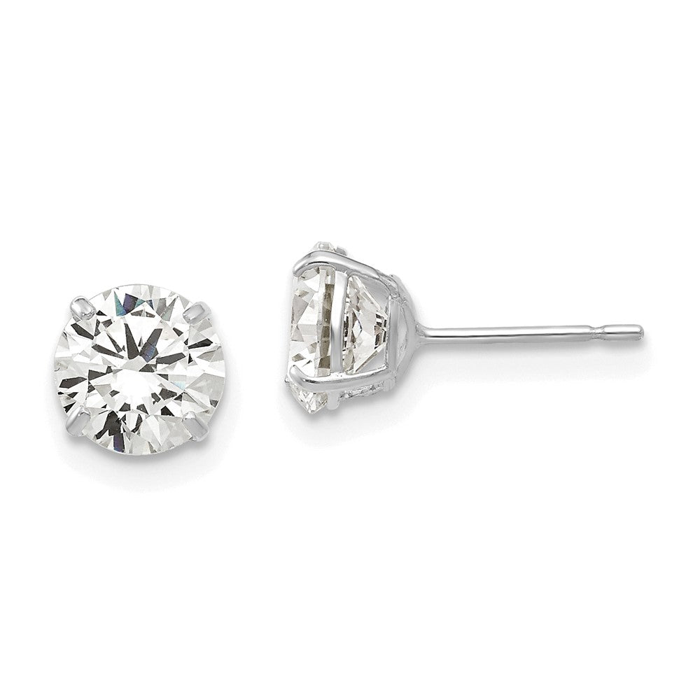 14k White Gold 6 mm Round CZ Post Earrings (0.89 grams)