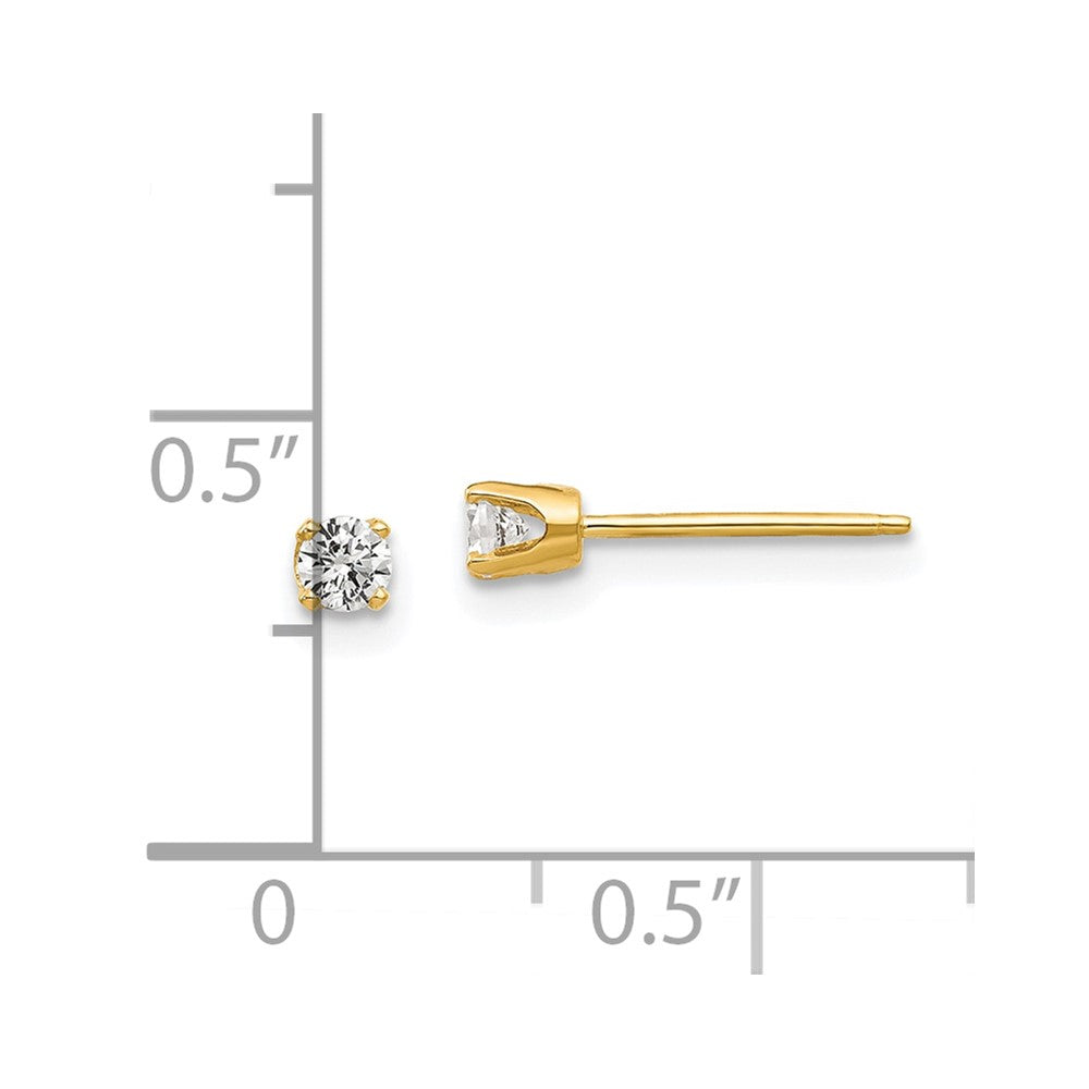 14k Yellow Gold 3 mm CZ stud earrings (0.44 grams)