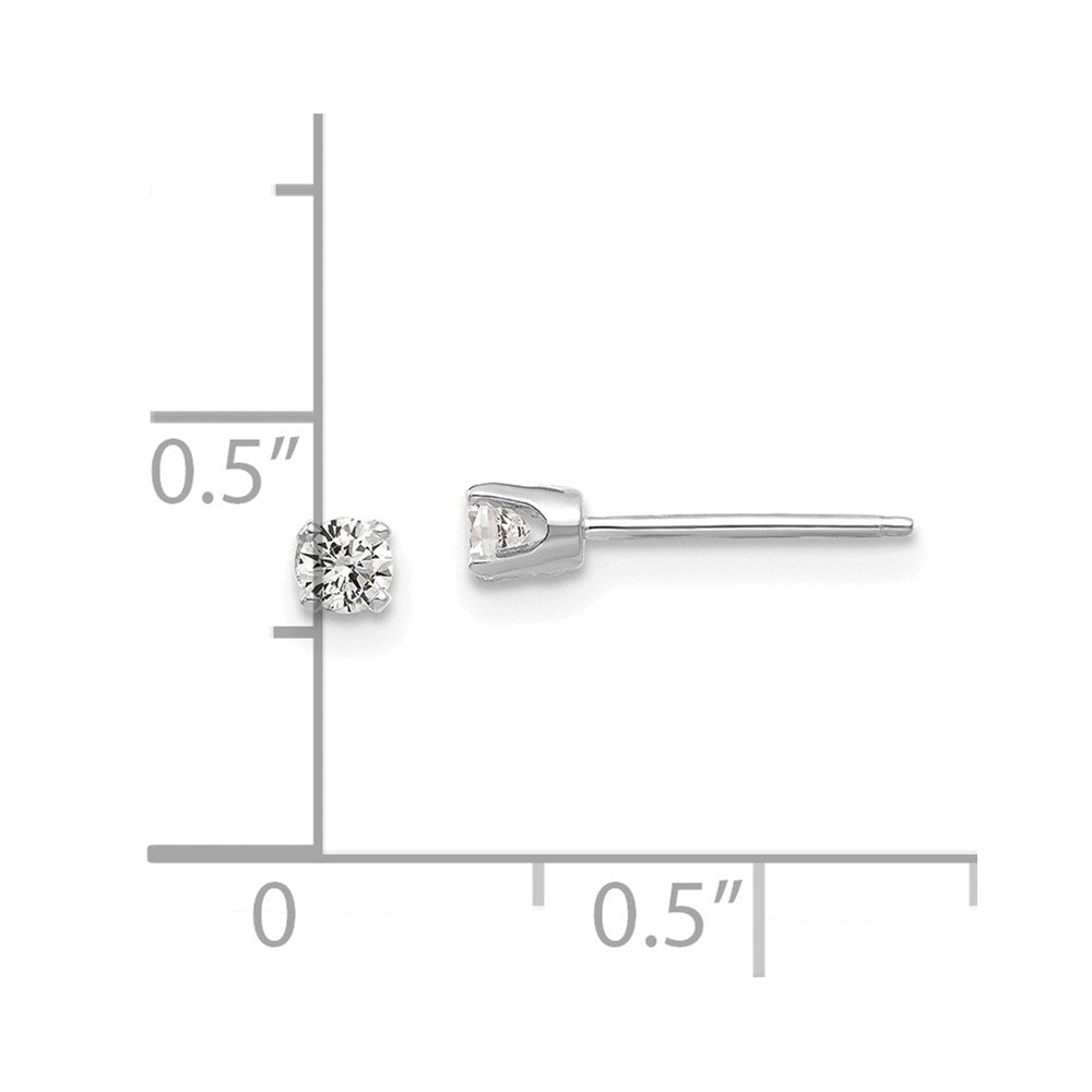 14k White Gold 3 mm CZ stud earrings (0.44 grams)