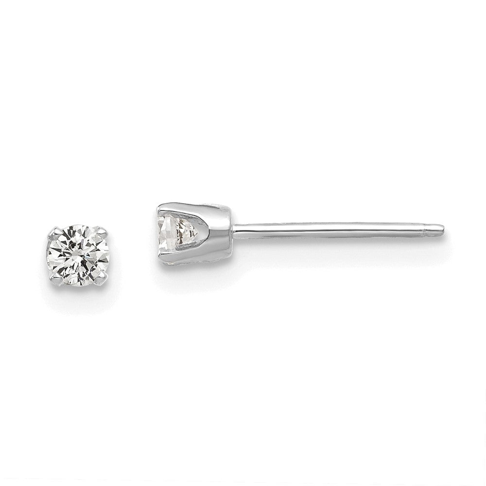 14k White Gold 3 mm CZ stud earrings (0.44 grams)