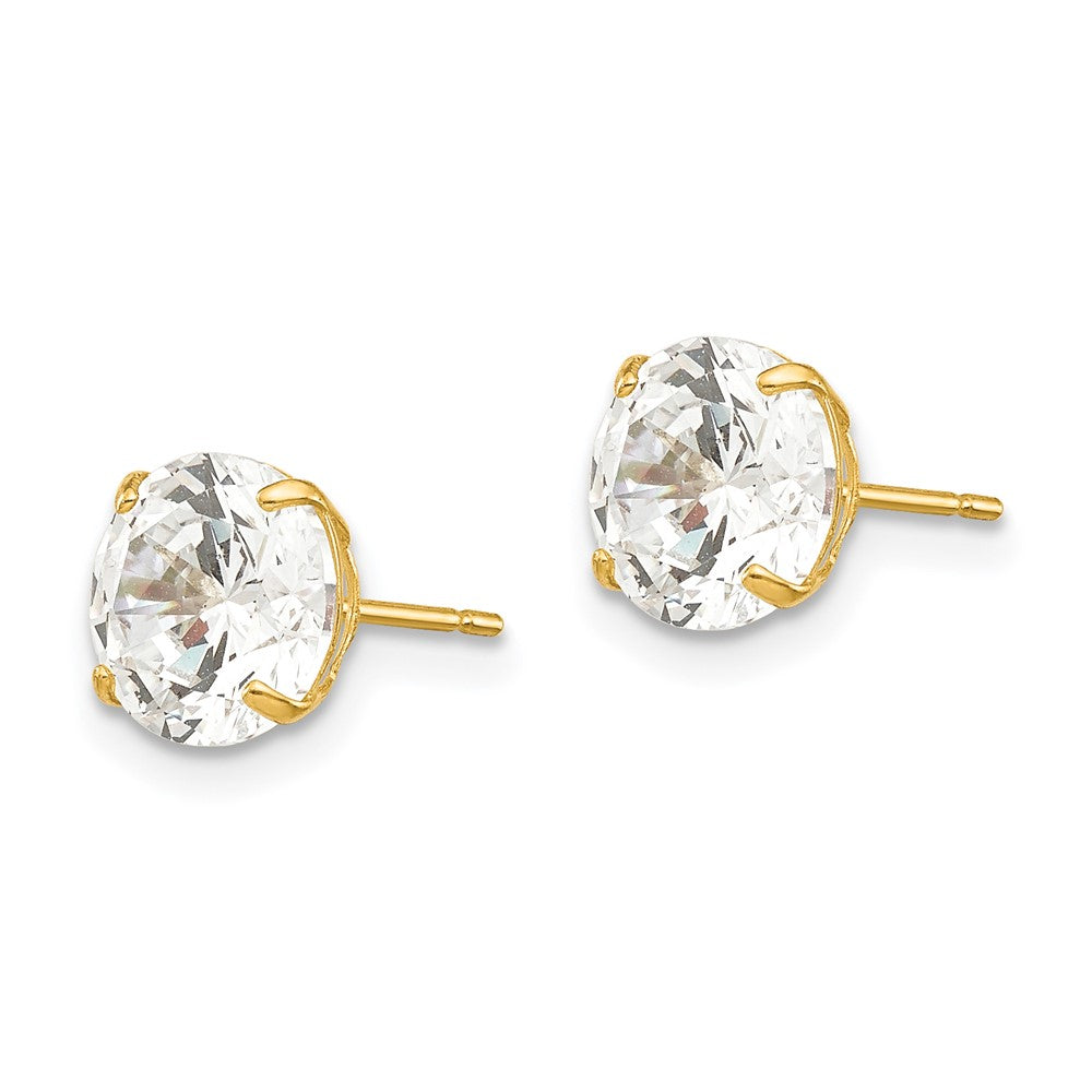 14k Yellow Gold 6 mm Round CZ Post Earrings (1.24 grams)
