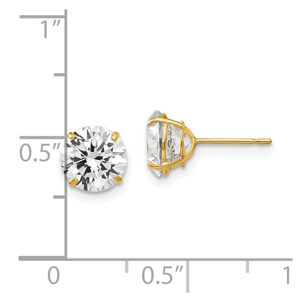 14k Yellow Gold 6 mm Round CZ Post Earrings (1.24 grams)