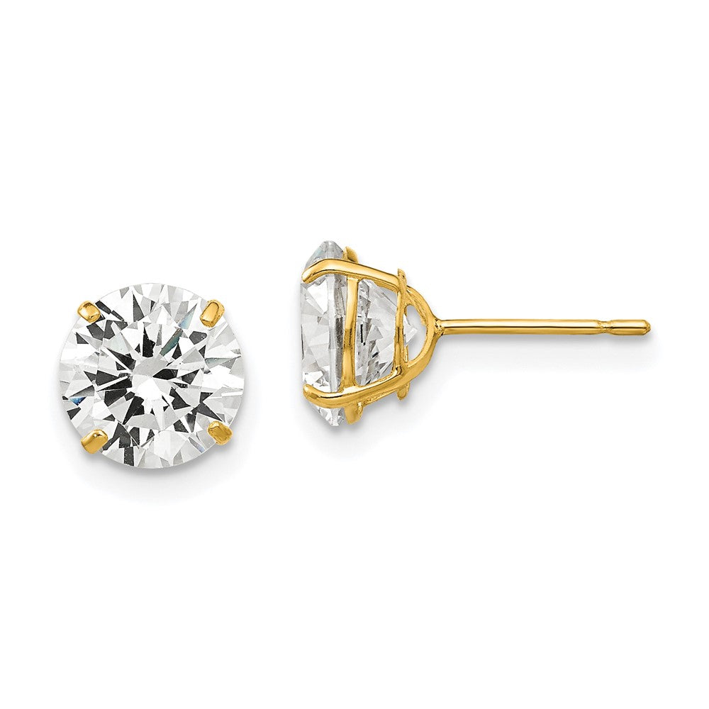 14k Yellow Gold 6 mm Round CZ Post Earrings (1.24 grams)