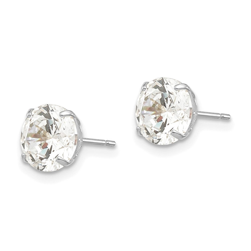 14k White Gold 6 mm Round CZ Post Earrings (1.24 grams)