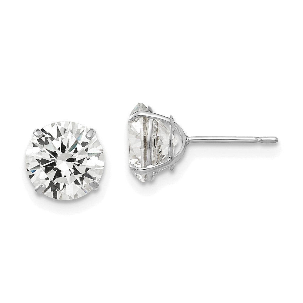 14k White Gold 6 mm Round CZ Post Earrings (1.24 grams)