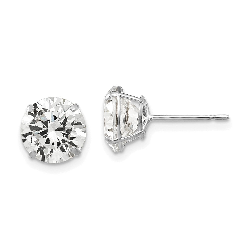 14k White Gold 9 mm Round CZ Post Earrings (1.71 grams)