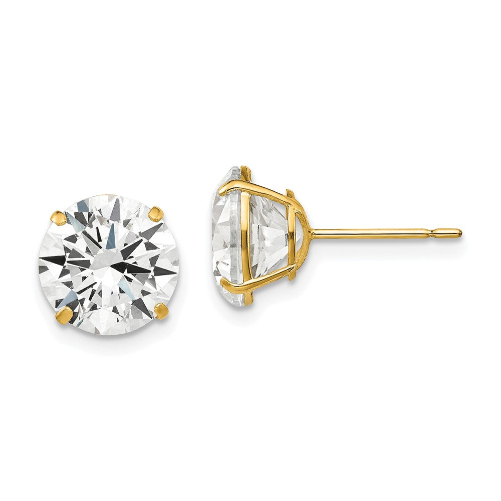 14k Yellow Gold 10 mm Round CZ Post Earrings (2.5 grams)