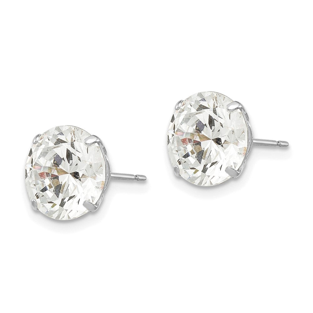 14k White Gold 10 mm Round CZ Post Earrings (2.5 grams)