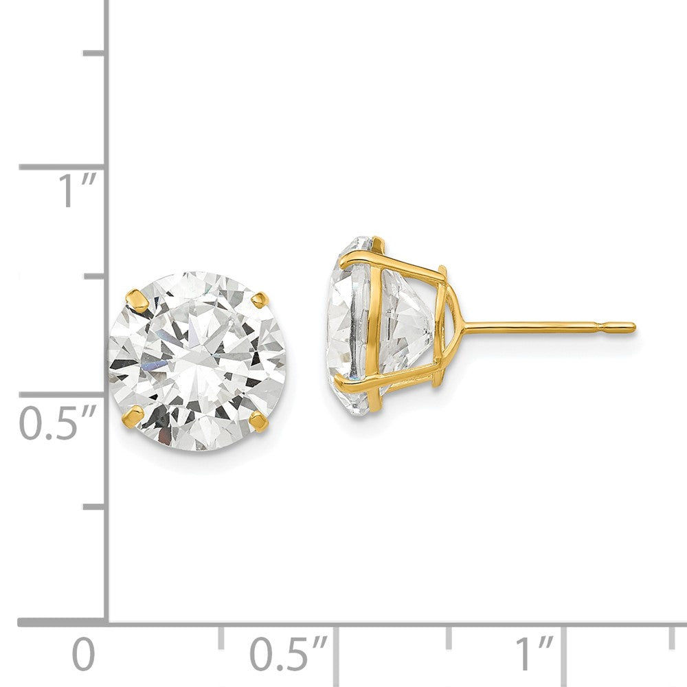 14k Yellow Gold 11 mm Round CZ Post Earrings (3.05 grams)