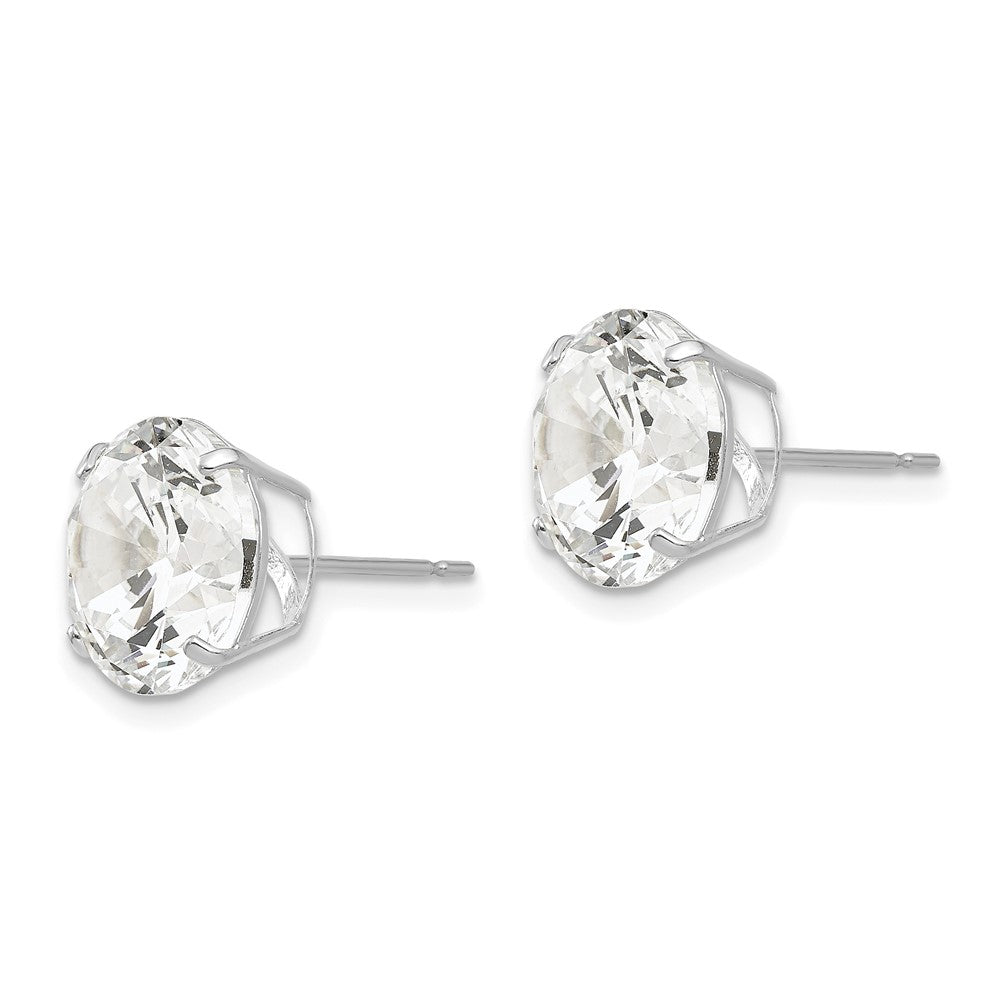 14k White Gold 11 mm Round CZ Post Earrings (3.05 grams)
