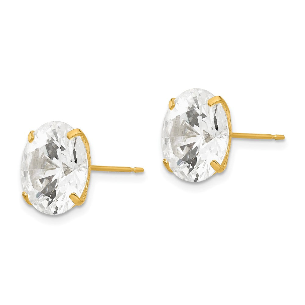 14k Yellow Gold 12 mm Round CZ Post Earrings (4.04 grams)