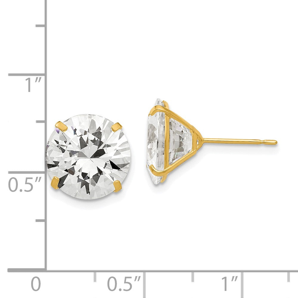 14k Yellow Gold 12 mm Round CZ Post Earrings (4.04 grams)