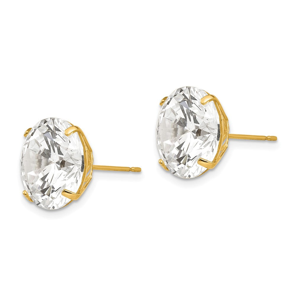14k Yellow Gold 13 mm Round CZ Post Earrings (4.92 grams)