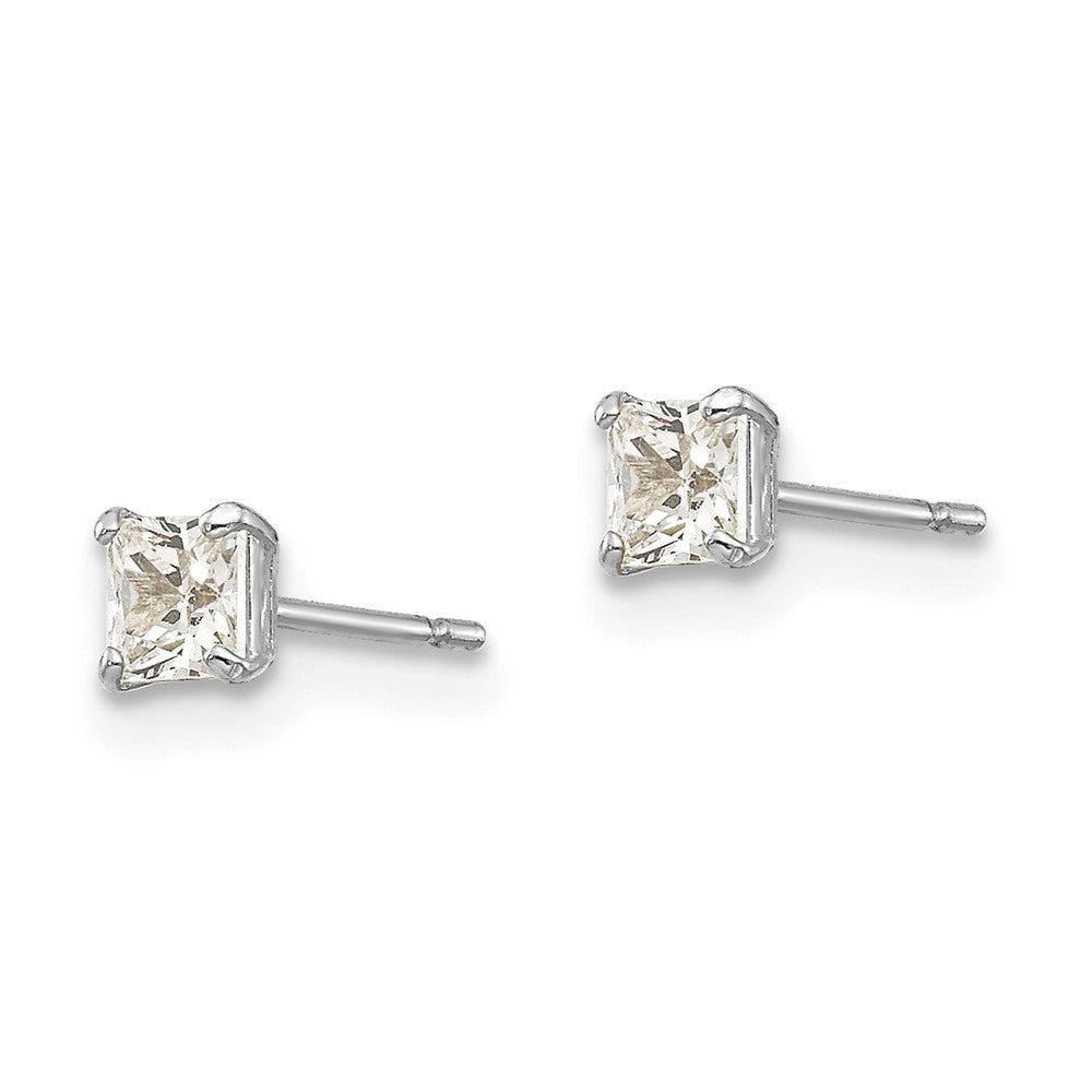 14k White Gold 3 mm Square CZ Post Earrings (0.34 grams)