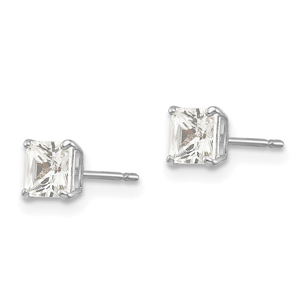14k White Gold 4 mm Square CZ Post Earrings (0.5 grams)