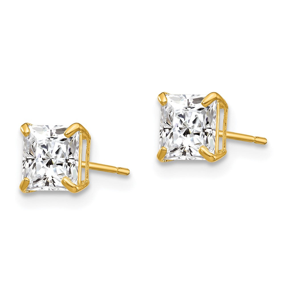 14k Yellow Gold 5 mm Square CZ Post Earrings (0.73 grams)