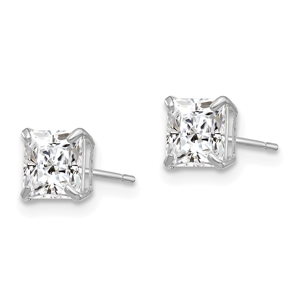14k White Gold 5 mm Square CZ Post Earrings (0.73 grams)