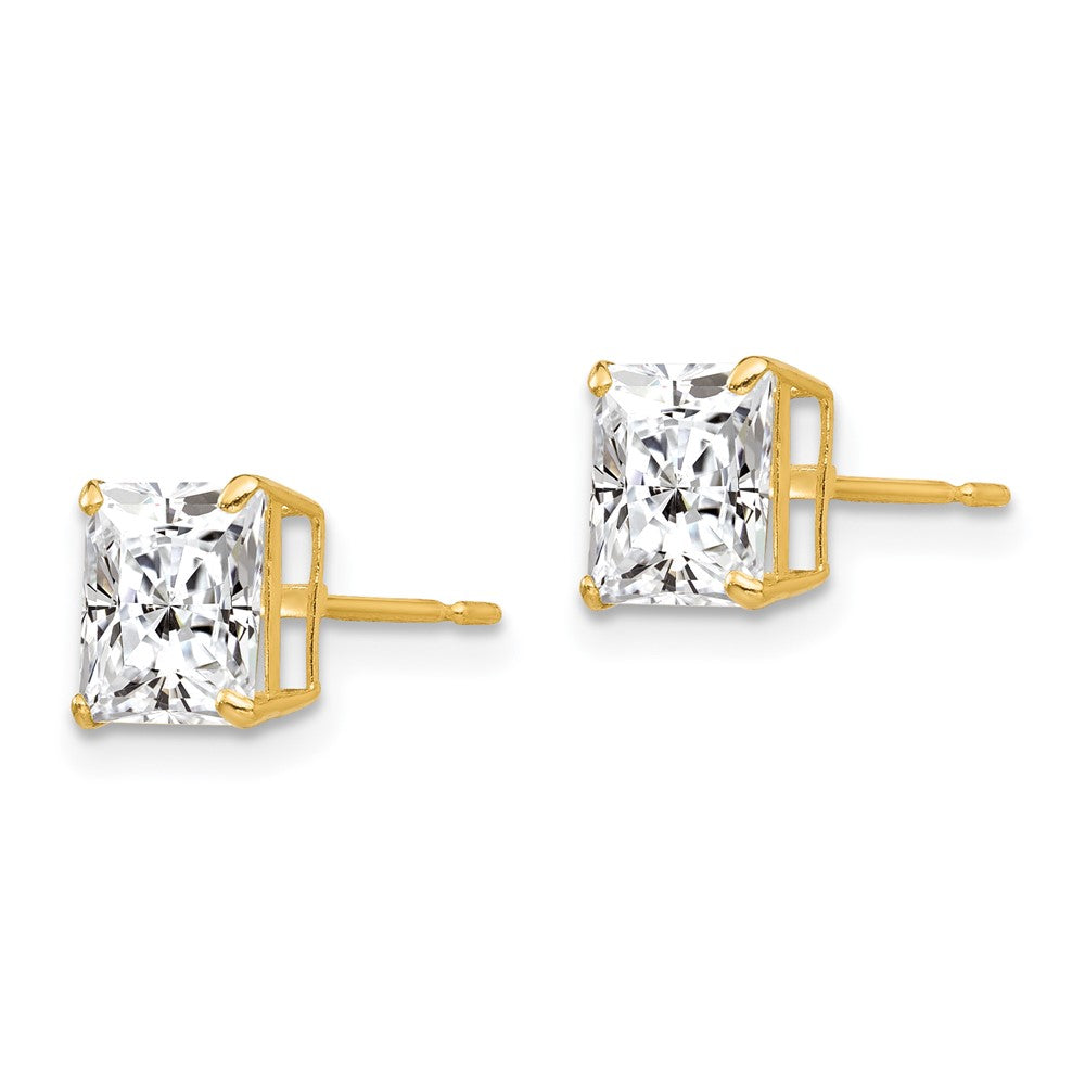 14k Yellow Gold 6 mm Square CZ Post Earrings (1.09 grams)