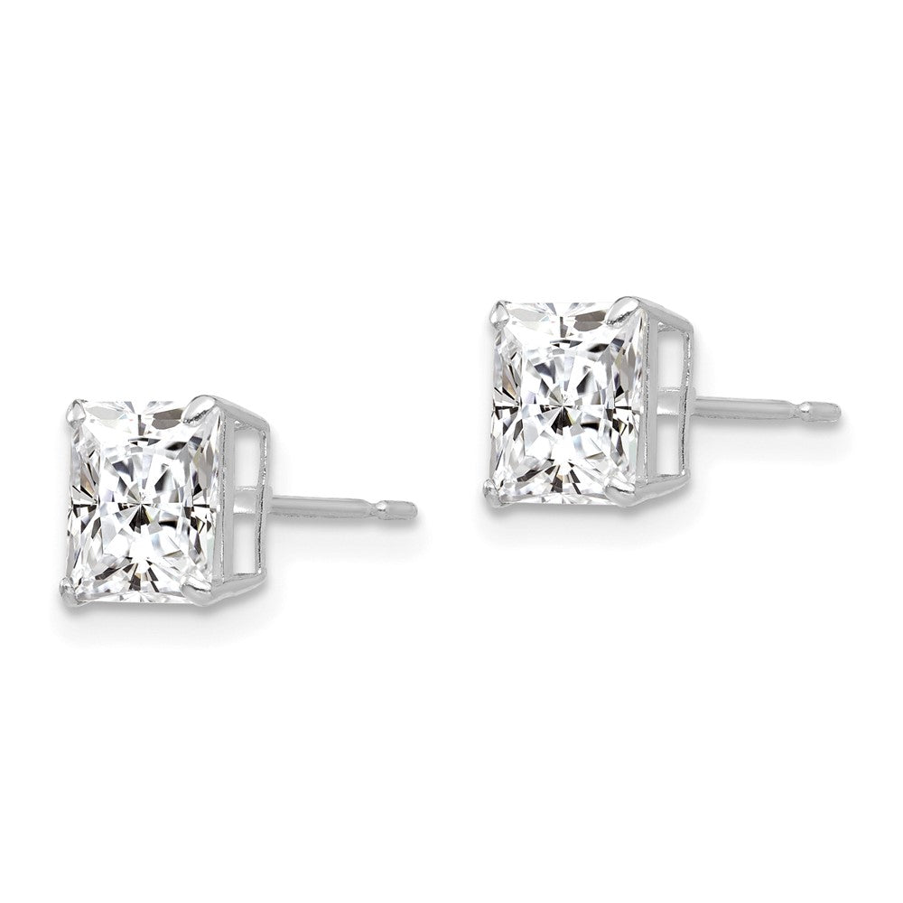 14k White Gold 6 mm Square CZ Post Earrings (1.09 grams)