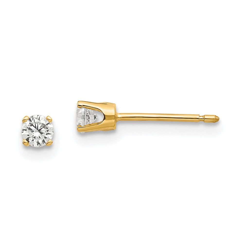 14k Yellow Gold 4 mm CZ stud earrings (0.44 grams)