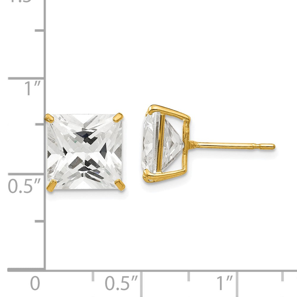 14k Yellow Gold 11 mm Square CZ Post Earrings (3.2 grams)