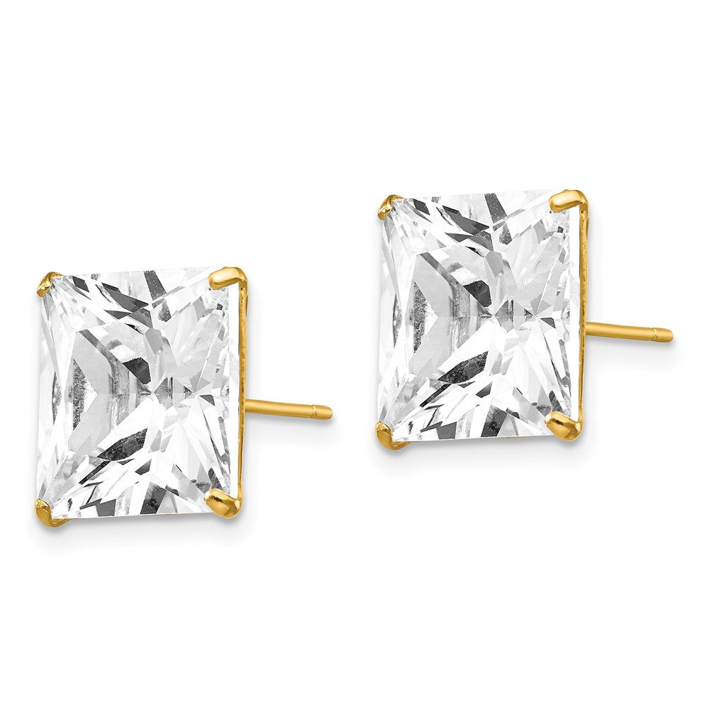 14k Yellow Gold 12 mm Square CZ Post Earrings (5.13 grams)