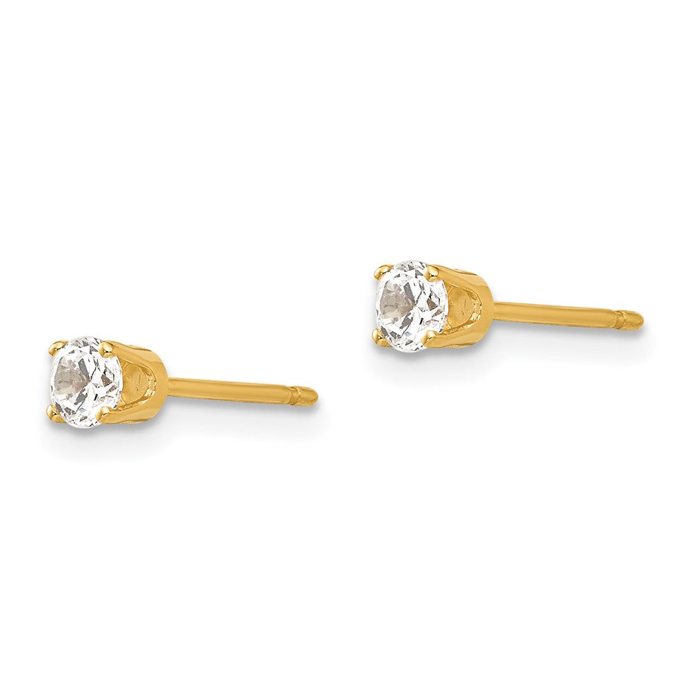 14k Yellow Gold 4 mm Cubic Zirconia stud earring (0.47 grams)