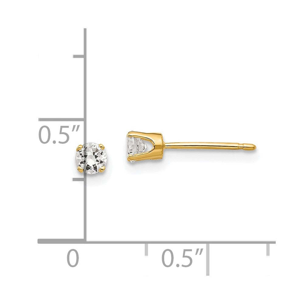 14k Yellow Gold 4 mm Cubic Zirconia stud earring (0.47 grams)