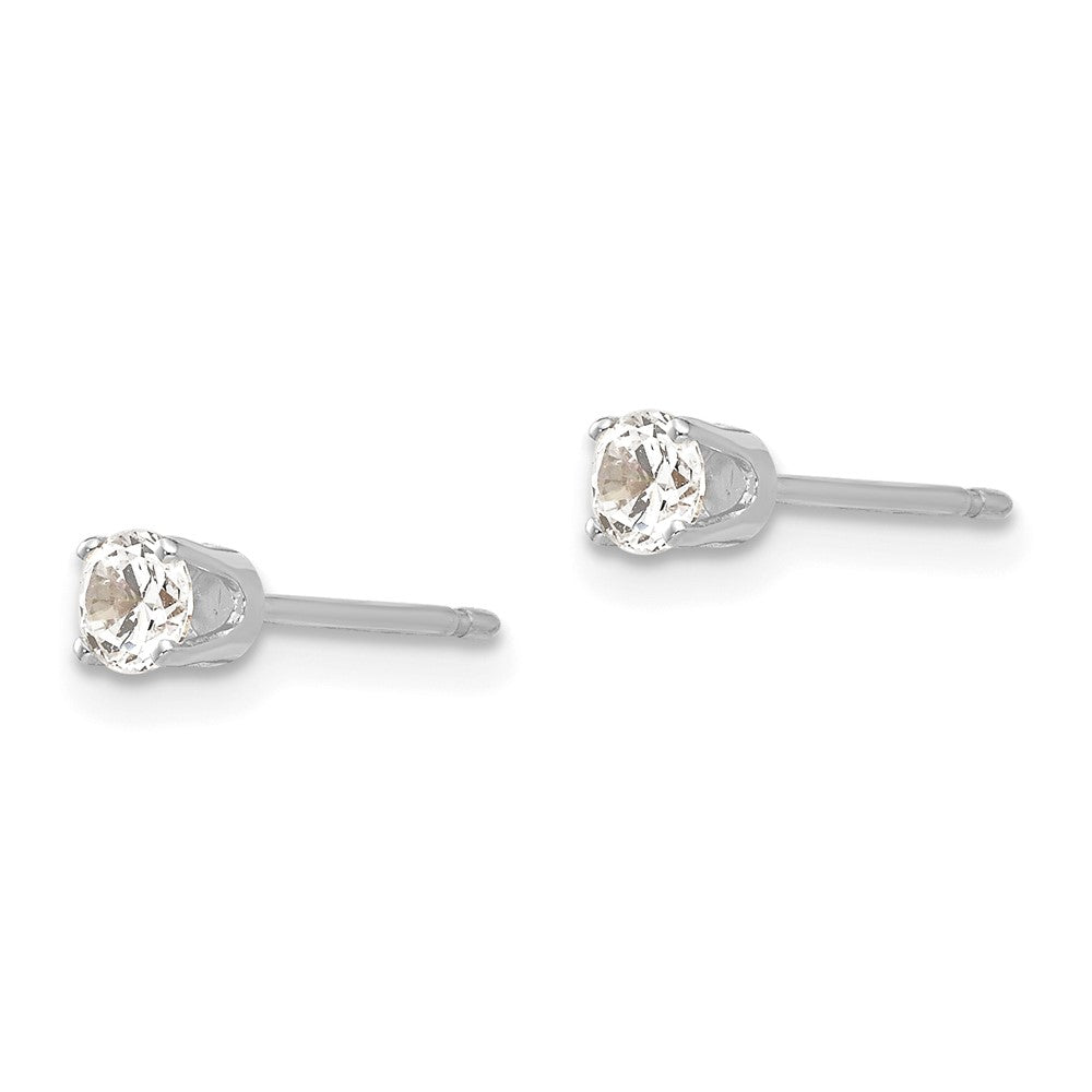 14k White Gold 4 mm CZ stud earrings (0.14 grams)
