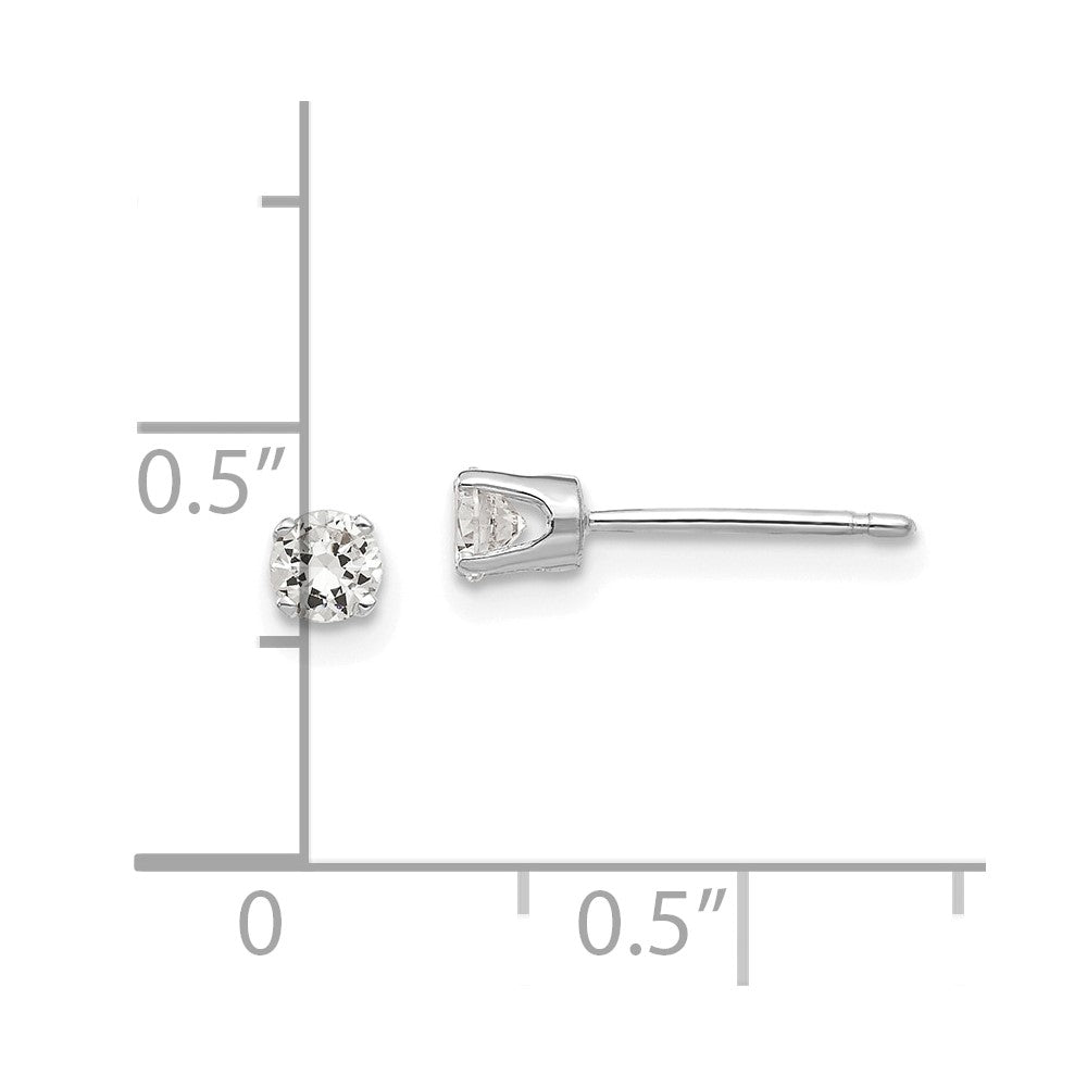 14k White Gold 4 mm CZ stud earrings (0.14 grams)
