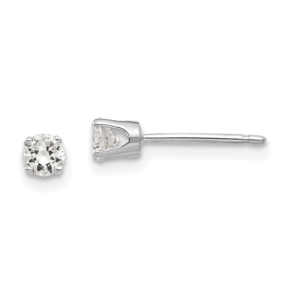 14k White Gold 4 mm CZ stud earrings (0.14 grams)