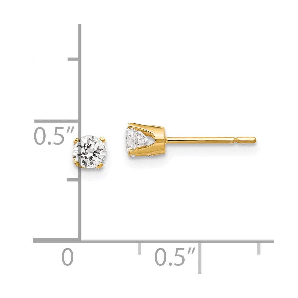 14k Yellow Gold 4 mm CZ stud earrings (0.49 grams)