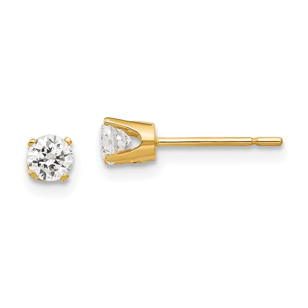 14k Yellow Gold 4 mm CZ stud earrings (0.49 grams)