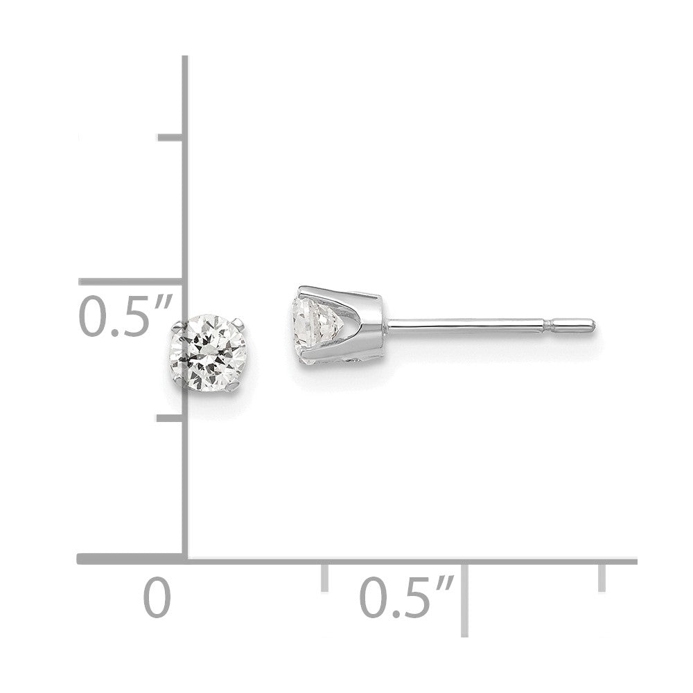 14k White Gold 4 mm CZ stud earrings (0.48 grams)