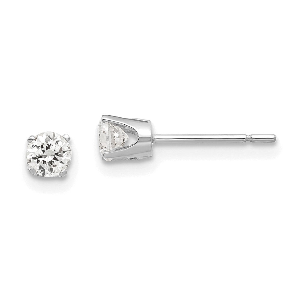 14k White Gold 4 mm CZ stud earrings (0.48 grams)