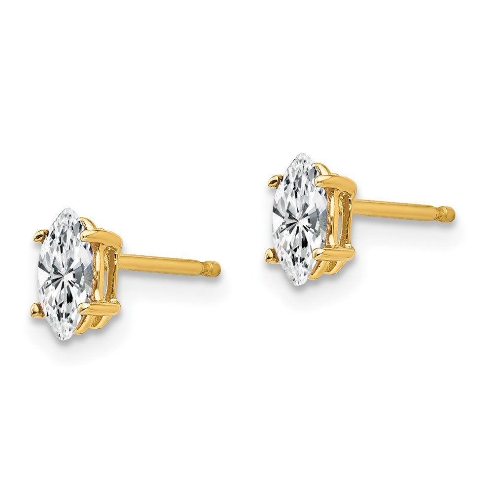 14k Yellow Gold 3 mm Marquise Cubic Zirconia earring (0.37 grams)