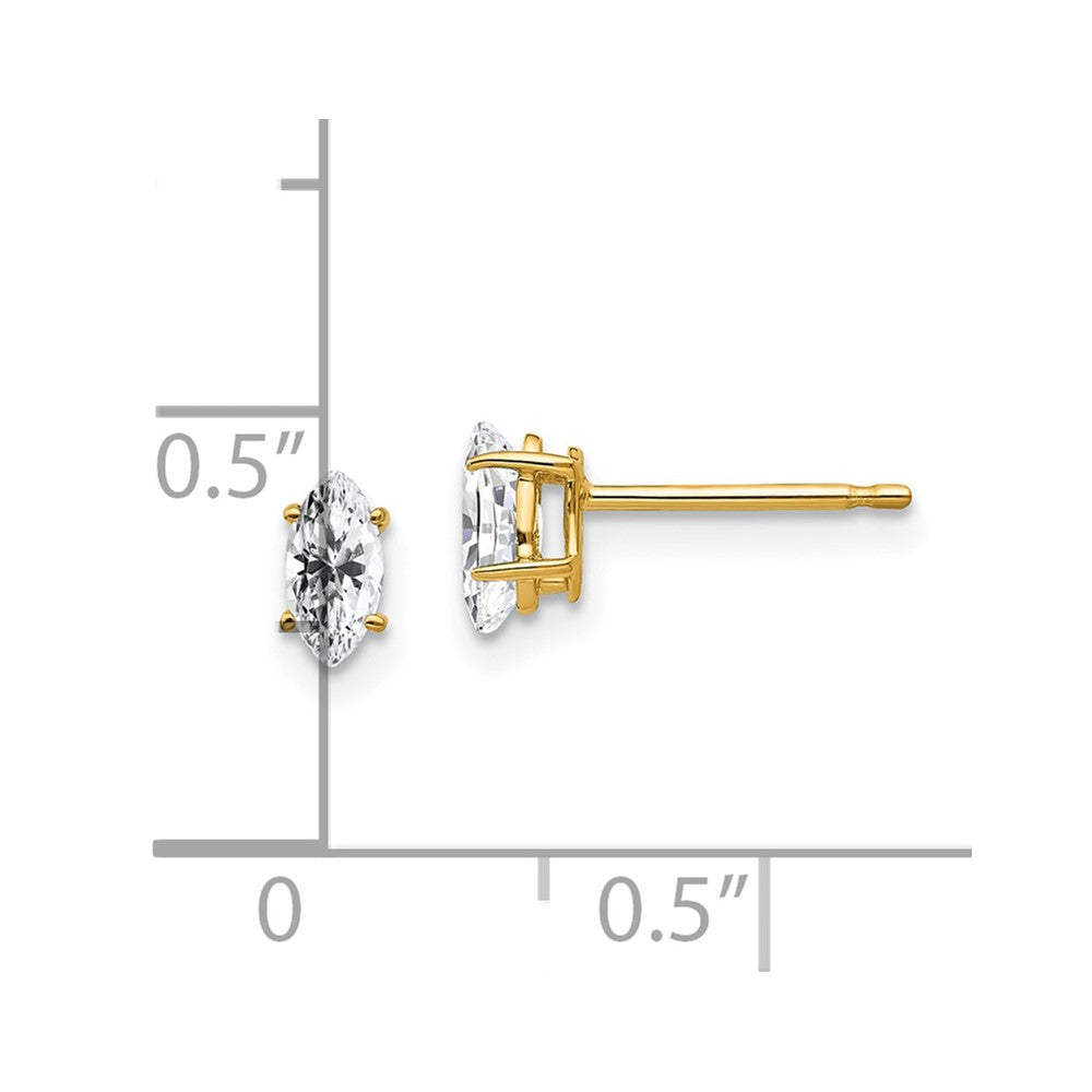 14k Yellow Gold 3 mm Marquise Cubic Zirconia earring (0.37 grams)