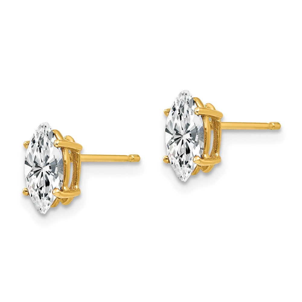14k Yellow Gold 4 mm Marquise Cubic Zirconia earring (0.48 grams)