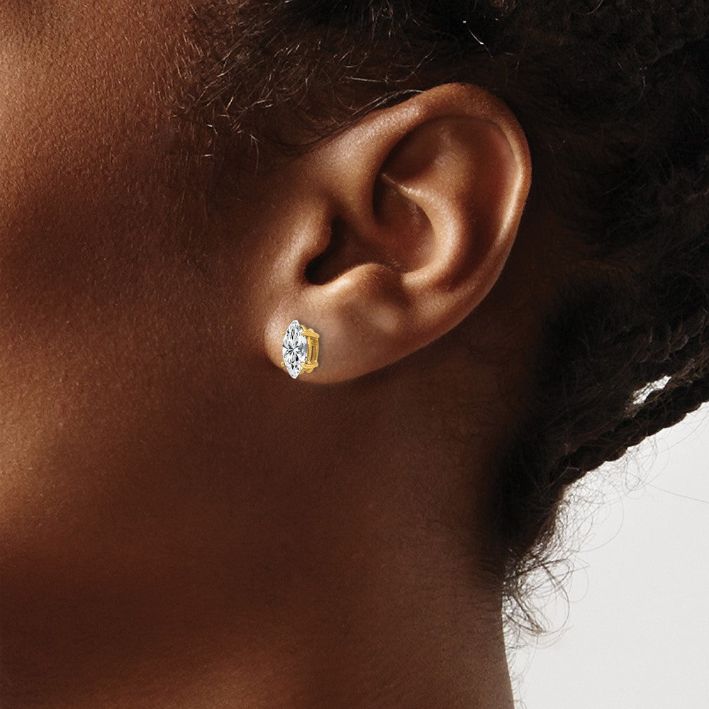 14k Yellow Gold 4 mm Marquise Cubic Zirconia earring (0.48 grams)