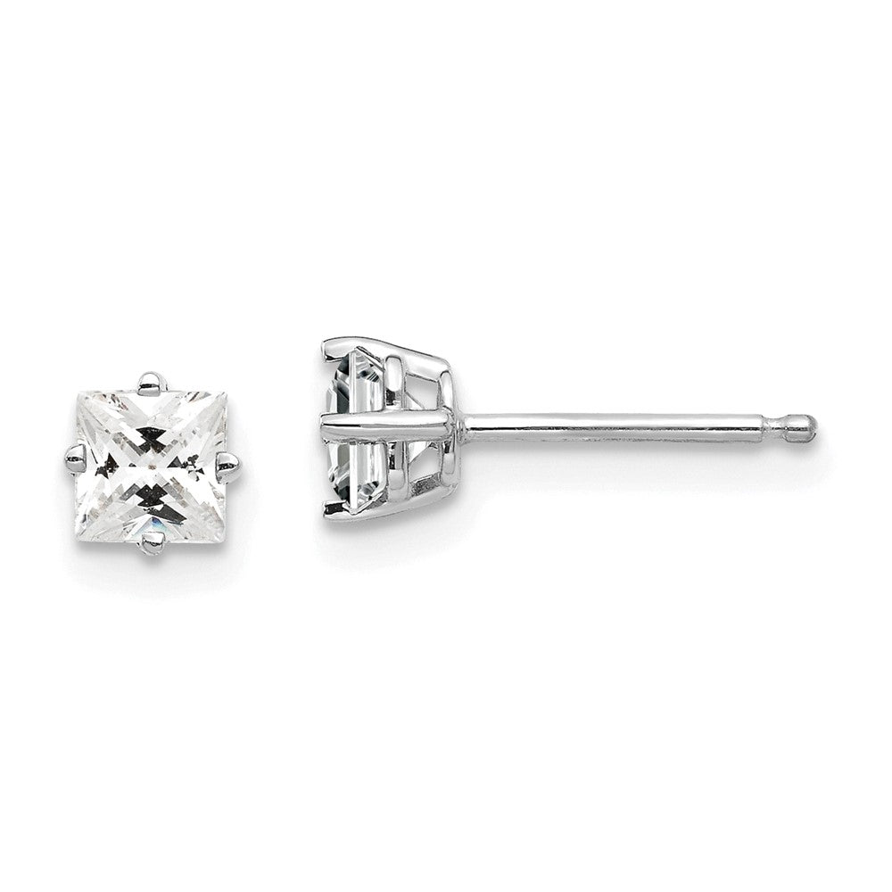 14k White Gold 4 mm Cubic Zirconia Earrings (0.42 grams)