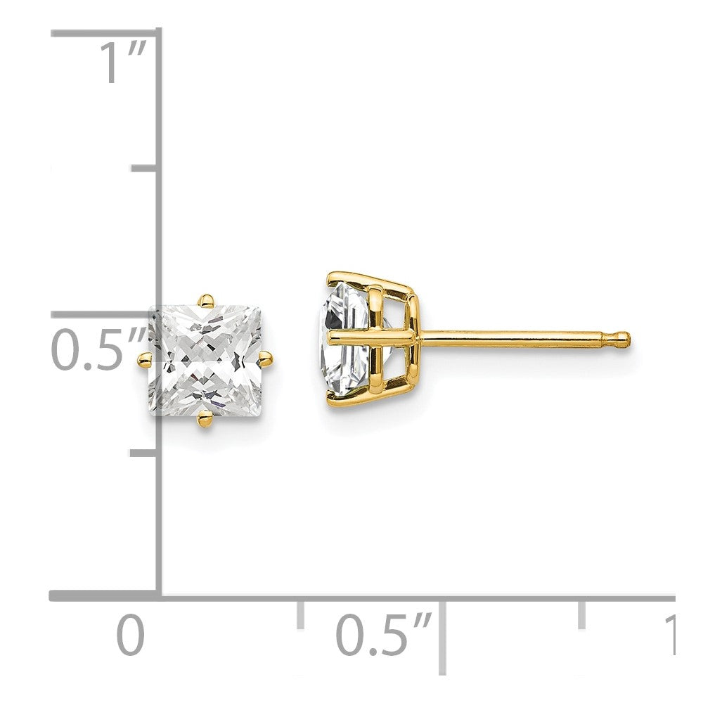 14k Yellow Gold 6 mm Cubic Zirconia Earrings (0.55 grams)