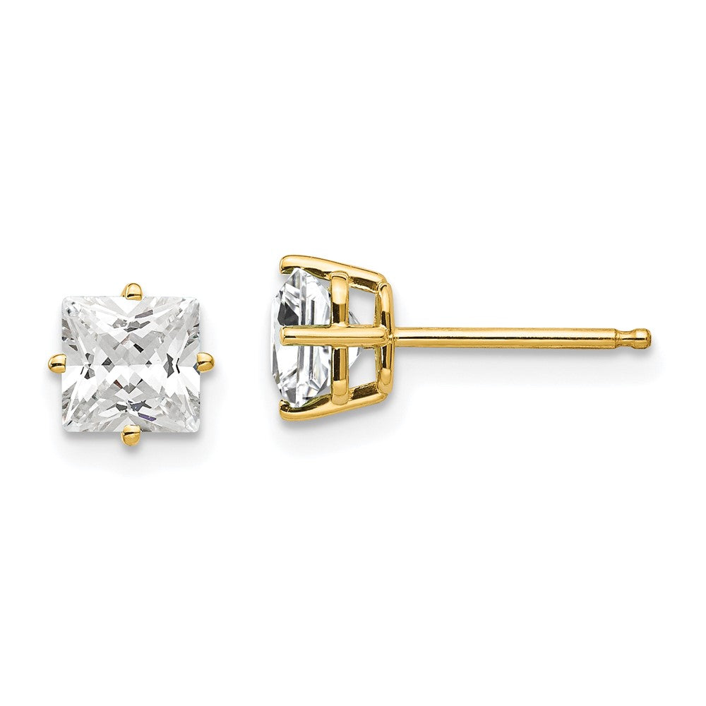 14k Yellow Gold 6 mm Cubic Zirconia Earrings (0.55 grams)