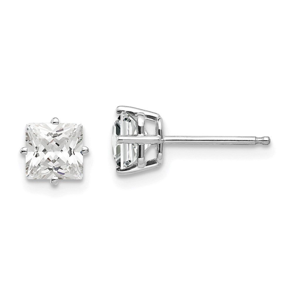 14k White Gold 5 mm Cubic Zirconia Earrings (0.53 grams)