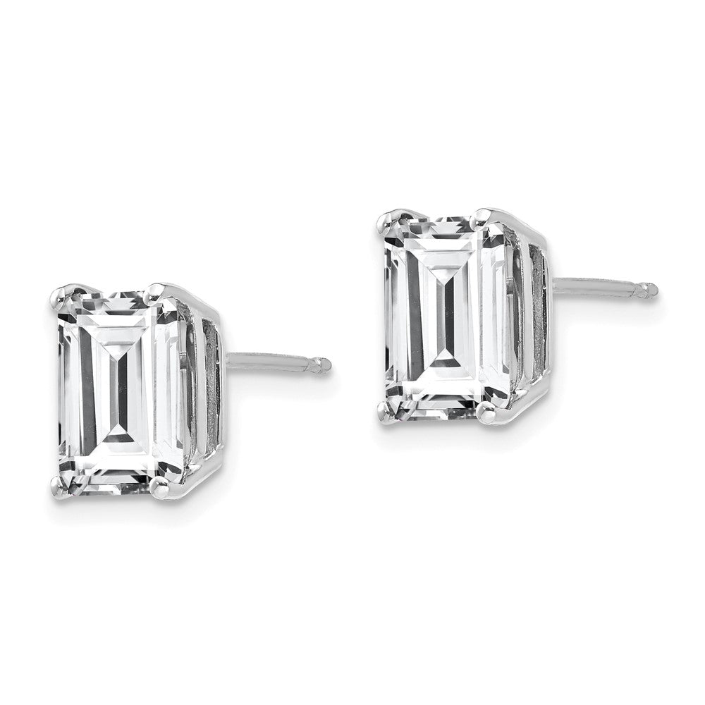 14k White Gold 7 mm Emerald Cut Cubic Zirconia Earrings (1.05 grams)