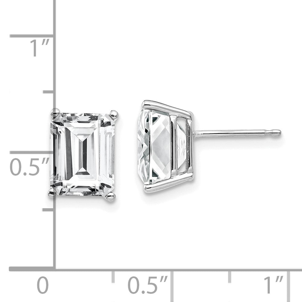 14k White Gold 7 mm Emerald Cut Cubic Zirconia Earrings (1.05 grams)