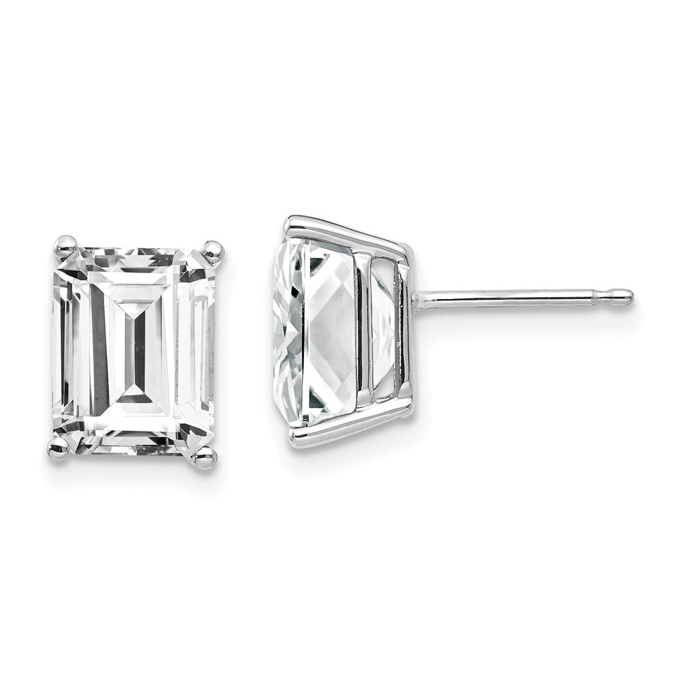 14k White Gold 7 mm Emerald Cut Cubic Zirconia Earrings (1.05 grams)