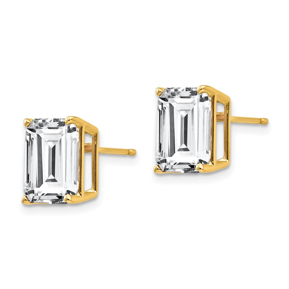 14k Yellow Gold 8 mm Emerald Cut Cubic Zirconia Earrings (1.24 grams)