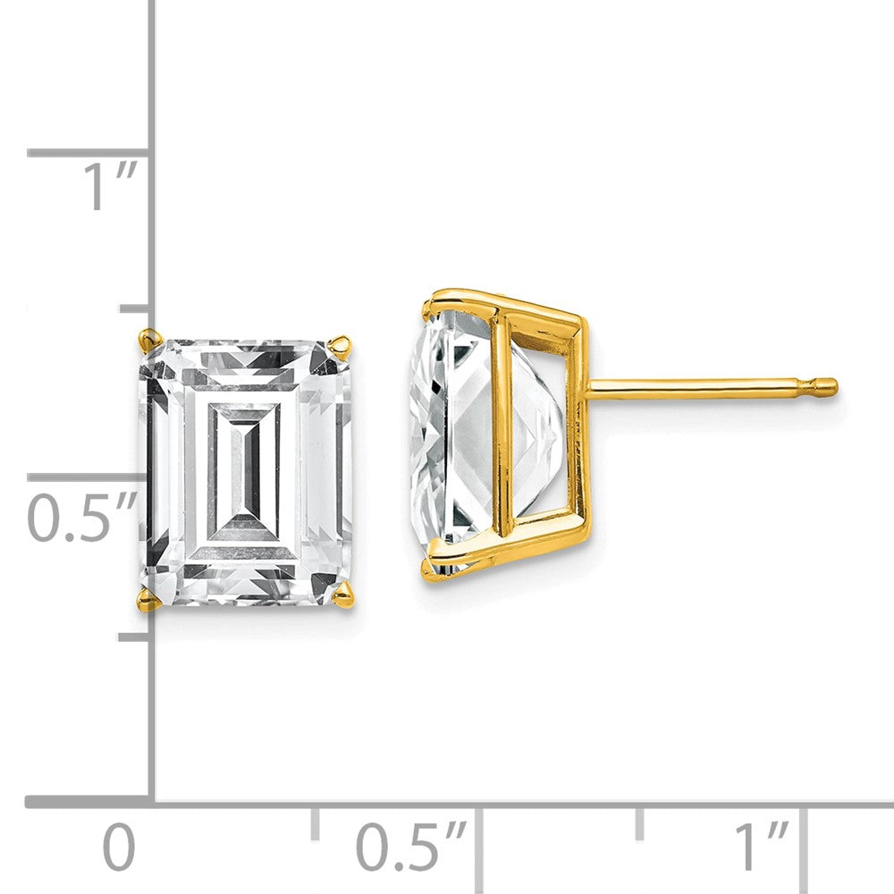 14k Yellow Gold 8 mm Emerald Cut Cubic Zirconia Earrings (1.24 grams)