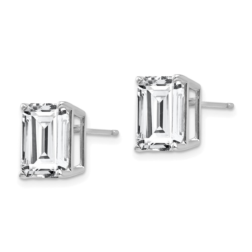 14k White Gold 8 mm Emerald Cut Cubic Zirconia Earrings (1.22 grams)